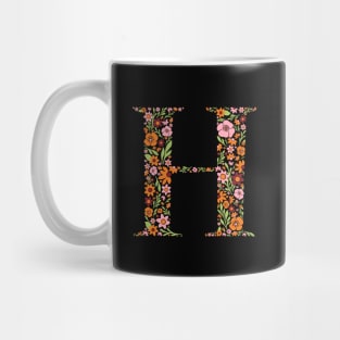 Retro Floral Letter H Mug